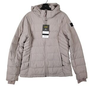 Lole x Downlite Women Packable Puffer Jacket 
Taupe Mauve Hood Down Coat Large